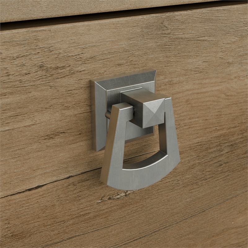 Pemberly Row Small Computer Desk with Hutch in Reclaimed Pine