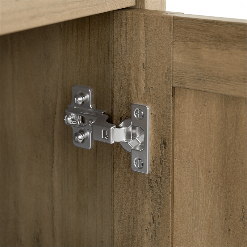 Pemberly Row Small Computer Desk with Hutch in Reclaimed Pine