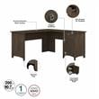 Pemberly Row Contemporary 60W L Shaped Desk with Storage in Ash Brown