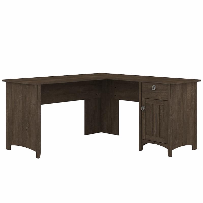 Pemberly Row Contemporary 60W L Shaped Desk with Storage in Ash Brown