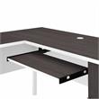 Pemberly Row 60W L Shaped Desk w/ Hutch in White & Storm Gray - Engineered Wood