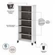 Pemberly Row 60W L Desk with Hutch and Bookcase in White/Gray - Engineered Wood