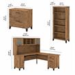 Pemberly Row 72W L Desk with Hutch and Storage in Fresh Walnut - Engineered Wood