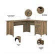 Pemberly Row 60W L Shaped Desk with Hutch in Reclaimed Pine - Engineered Wood