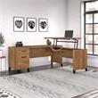 Pemberly Row Engineered Wood 3 Position Sit to St& L Shaped Desk in Fresh Walnut