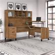 Pemberly Row 72W Sit to St& L Desk with Hutch in Fresh Walnut - Engineered Wood