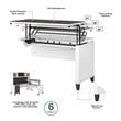 Pemberly Row Sit-St& L Desk Set w/ File Cabinet in White/Gray - Engineered Wood