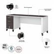 Pemberly Row Sit to St& L Desk Set with Bookcase in White/Gray - Engineered Wood