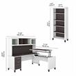 Pemberly Row Sit to St& L Desk Set with Bookcase in White/Gray - Engineered Wood