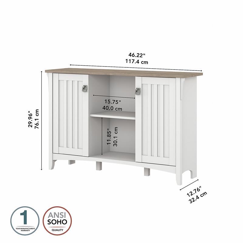 Pemberly Row Engineered Wood Accent Storage Cabinet w/ Doors in White/Shiplap