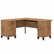 Pemberly Row 60W L Shaped Desk with Storage in Fresh Walnut - Engineered Wood