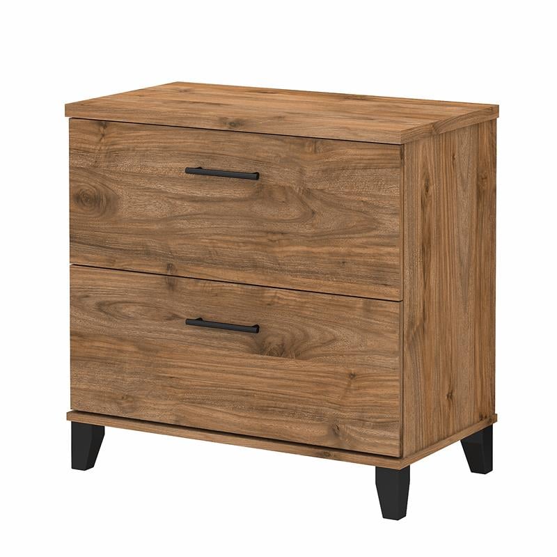 Pemberly Row 2 Drawer Lateral File Cabinet in Fresh Walnut - Engineered Wood