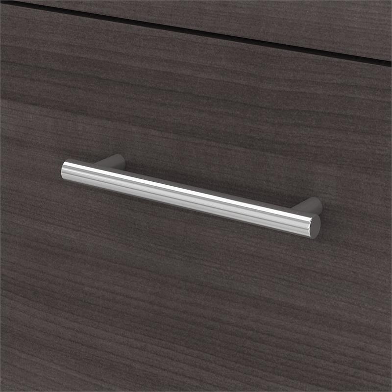 Pemberly Row 60W Office Desk w/ Drawers in White & Storm Gray - Engineered Wood