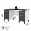 Pemberly Row 60W Office Desk w/ Drawers in White & Storm Gray - Engineered Wood