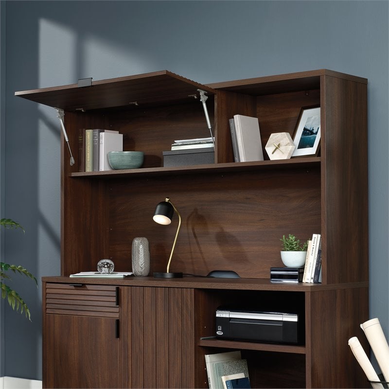 Pemberly Row Contemporary Engineered Wood Desk Hutch in Spiced Mahogany