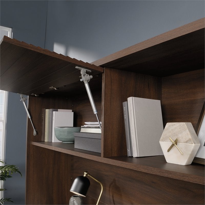 Pemberly Row Contemporary Engineered Wood Desk Hutch in Spiced Mahogany