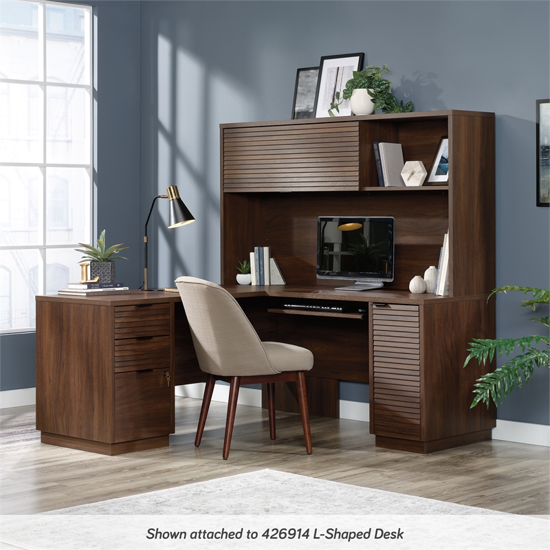 Pemberly Row Contemporary Engineered Wood Desk Hutch in Spiced Mahogany