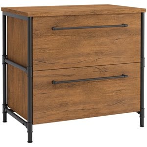 Pemberly Row Traditional Engineered Wood Lateral File Cabinet in Checked Oak