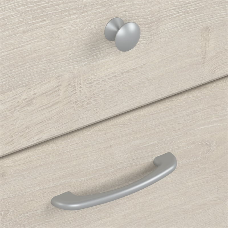 Pemberly Row L Shaped Computer Desk with Hutch in White Oak - Engineered Wood