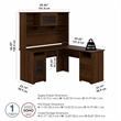 Pemberly Row 60W L Shaped Computer Desk with Hutch in Walnut - Engineered Wood