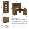 Pemberly Row Engineered Wood L Shaped Desk w/ Hutch & Storage in Reclaimed Pine