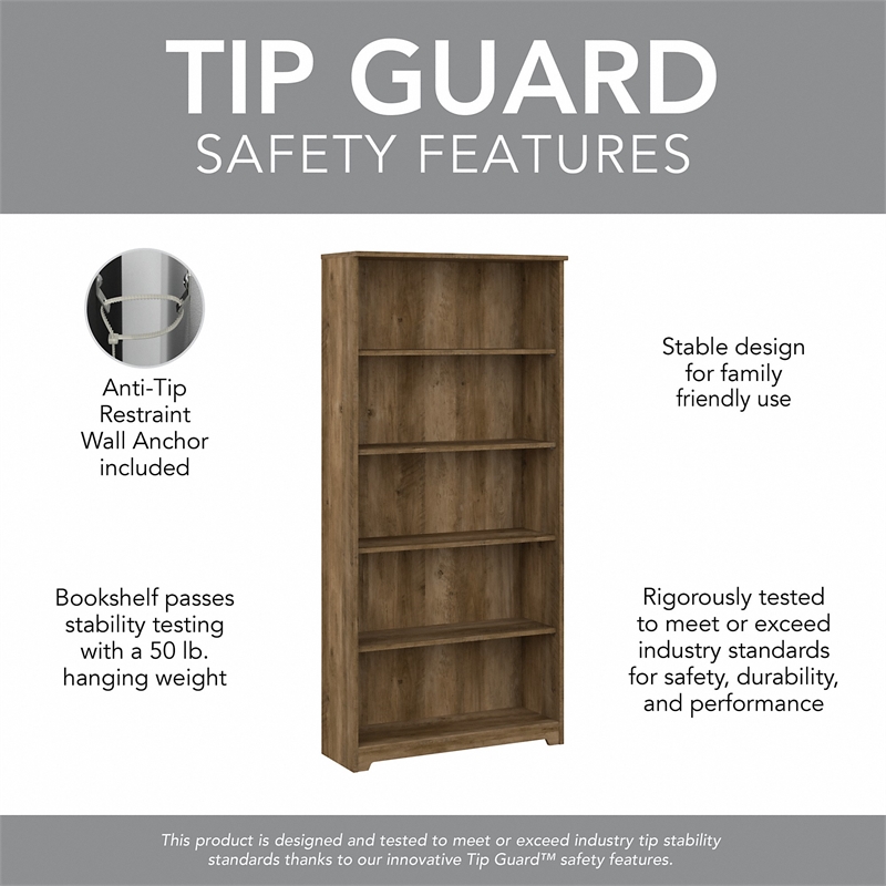 Pemberly Row Engineered Wood L Shaped Desk w/ Hutch & Bookcase in Reclaimed Pine