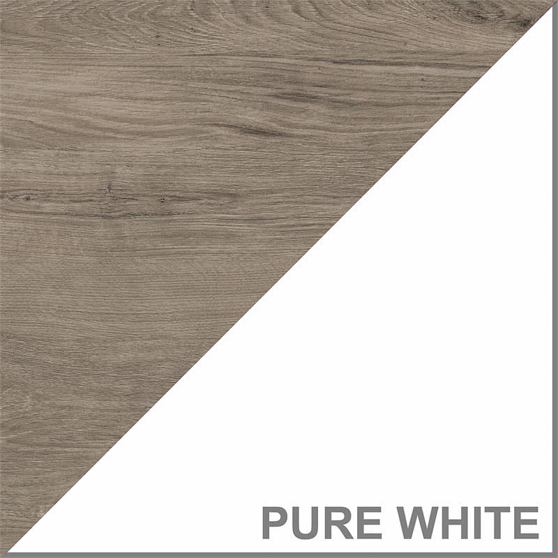 Pemberly Row L Desk with Hutch & File Cabinet in White & Gray - Engineered Wood