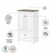 Pemberly Row L Desk and Storage File Cabinet in White and Gray - Engineered Wood