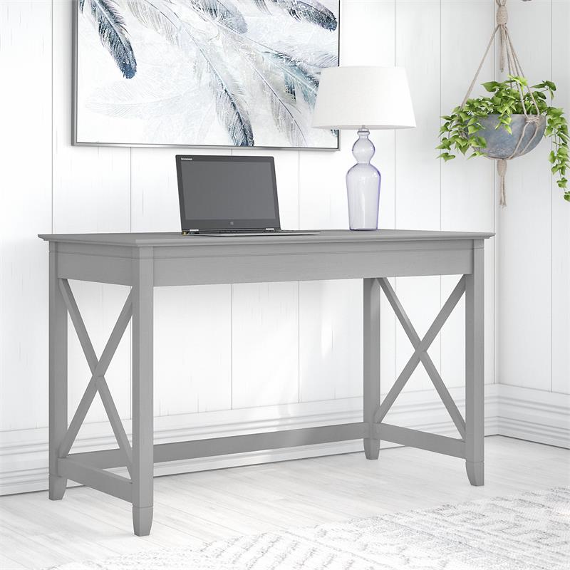 Pemberly Row Contemporary Engineered Wood Writing Desk in Cape Cod Gray