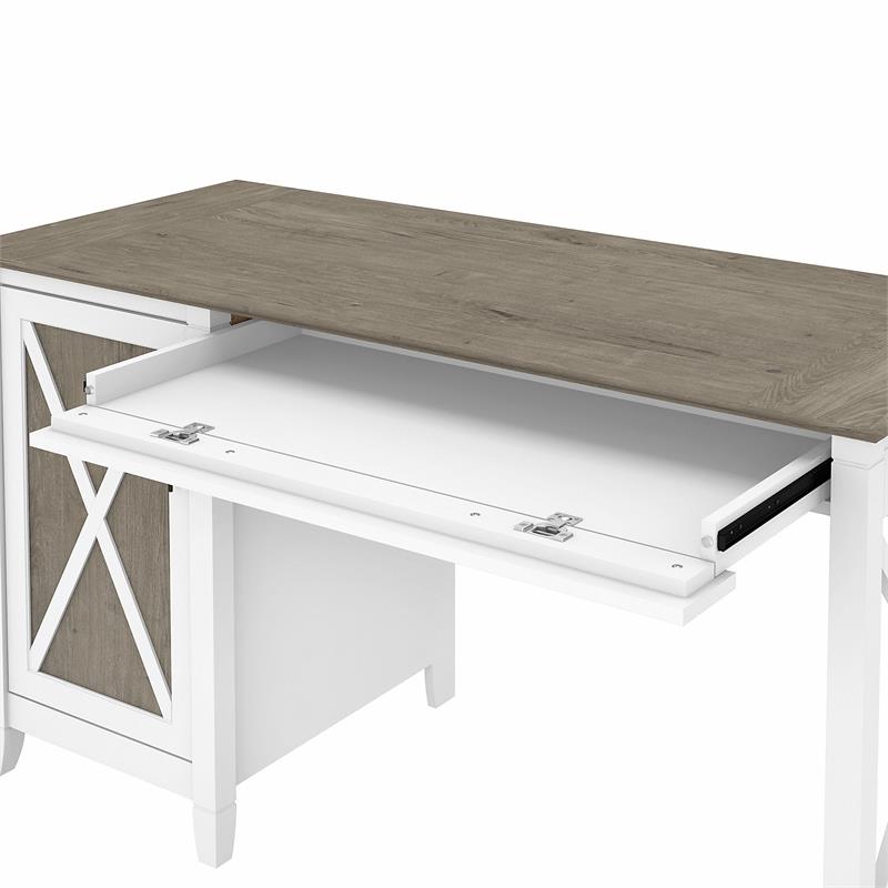 Pemberly Row Contemporary Wood Computer Desk with Storage in Gray