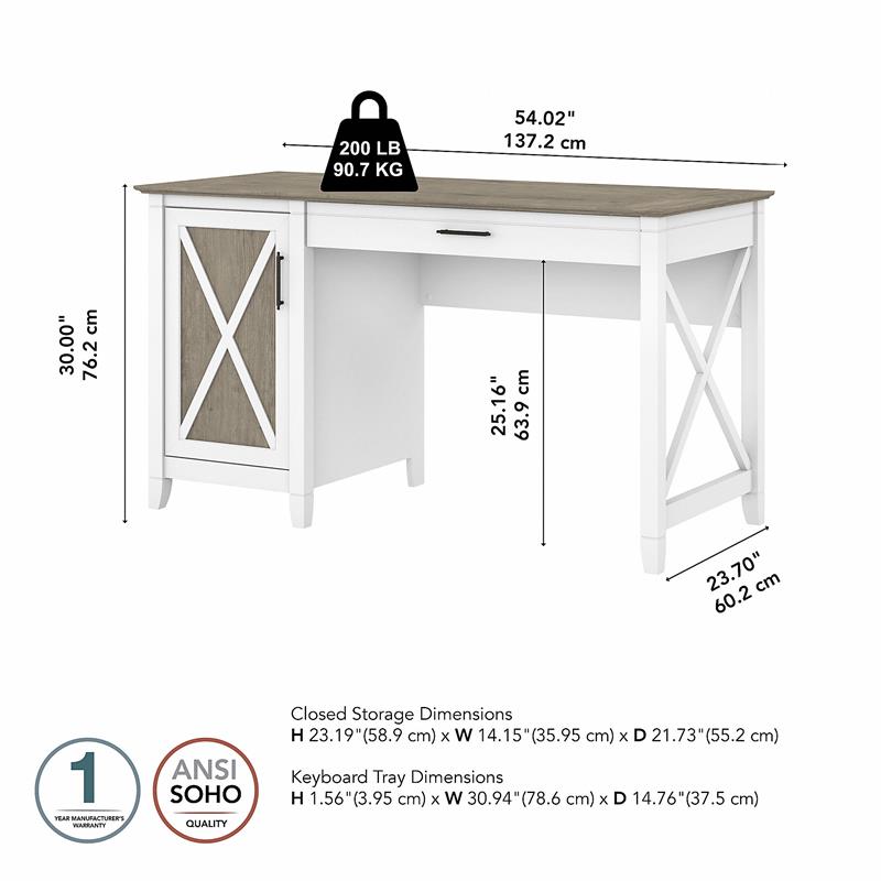 Pemberly Row Contemporary Wood Computer Desk with Storage in Gray