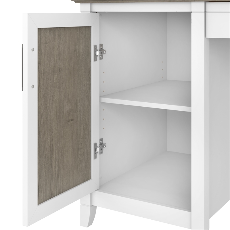 Pemberly Row Contemporary Wood Computer Desk with Storage in Gray