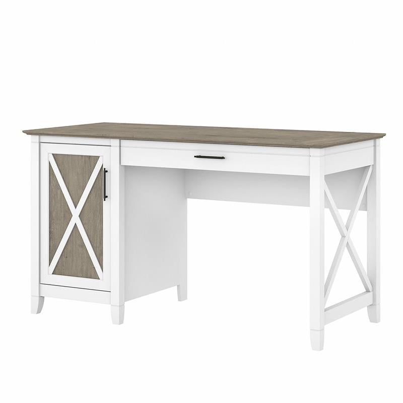 Pemberly Row Contemporary Wood Computer Desk with Storage in Gray