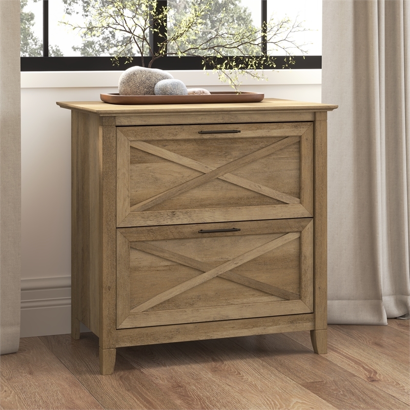 Pemberly Row 2 Drawers Contemporary Wood Lateral File Cabinet in Pine
