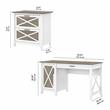 Pemberly Row Engineered Wood 54W Computer Desk w/ File Cabinet in White & Gray