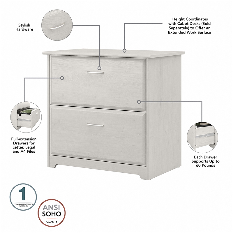 Pemberly Row 2 Drawer Lateral File Cabinet in Linen White Oak - Engineered Wood
