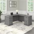 Pemberly Row L Shaped Computer Desk with Drawers in Gray - Engineered Wood