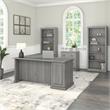Pemberly Row L Shaped Desk with Storage Set in Modern Gray - Engineered Wood