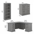 Pemberly Row L Shaped Desk with Storage Set in Modern Gray - Engineered Wood