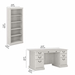 Pemberly Row Executive Desk & Bookcase Set in Linen White Oak - Engineered Wood
