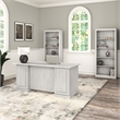 Pemberly Row Executive Desk & Bookcase Set in Linen White Oak - Engineered Wood