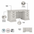 Pemberly Row Executive Desk & Bookcase Set in Linen White Oak - Engineered Wood