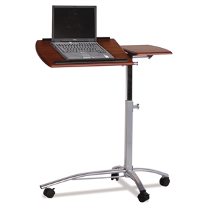 Pemberly Row Adjustable Mobile Laptop Stand in Medium Cherry