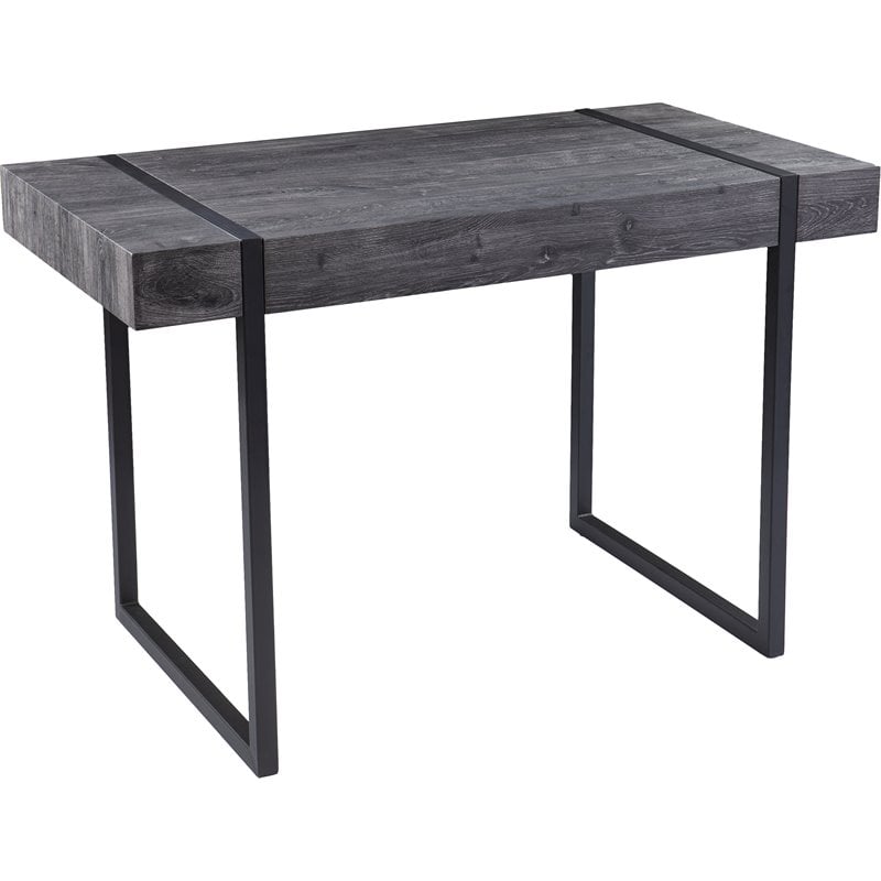 Pemberly Row Contemporary Wood Small Space Writing Desk in Black