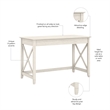 Pemberly Row Farmhouse Engineered Wood Writing Desk in Line White Oak