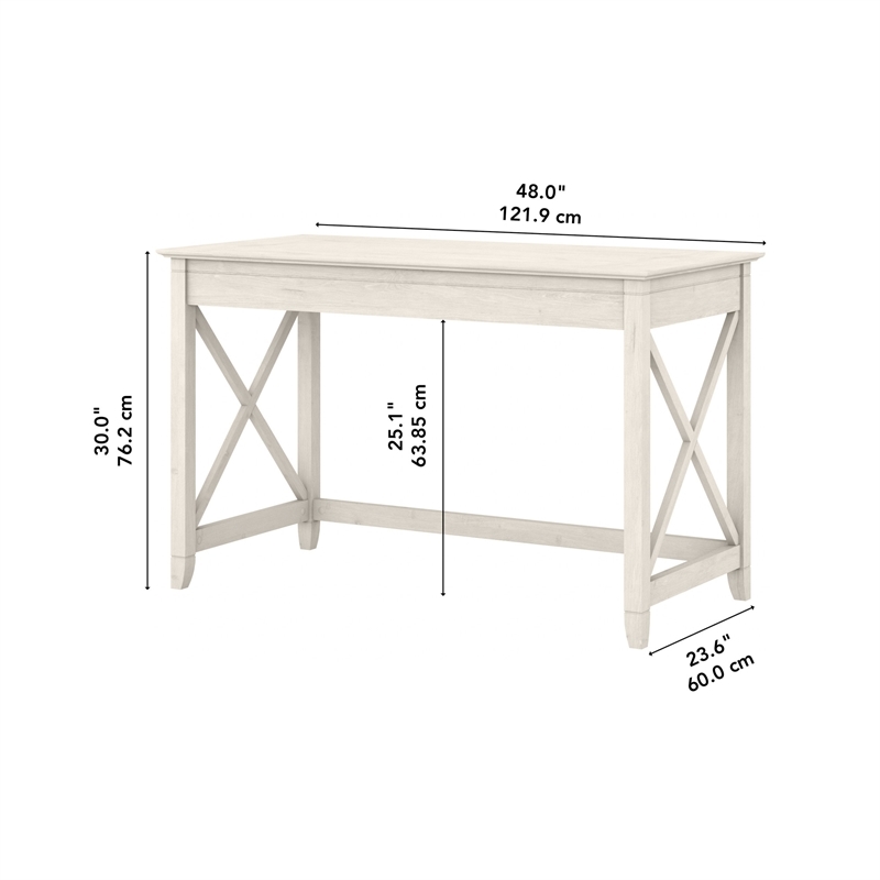 Pemberly Row Farmhouse Engineered Wood Writing Desk in Line White Oak