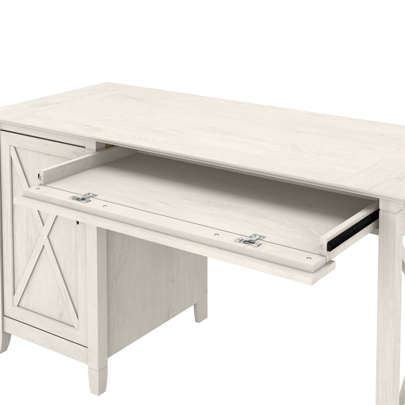 Pemberly Row Farmhouse Engineered Wood Computer Desk with Storage in White