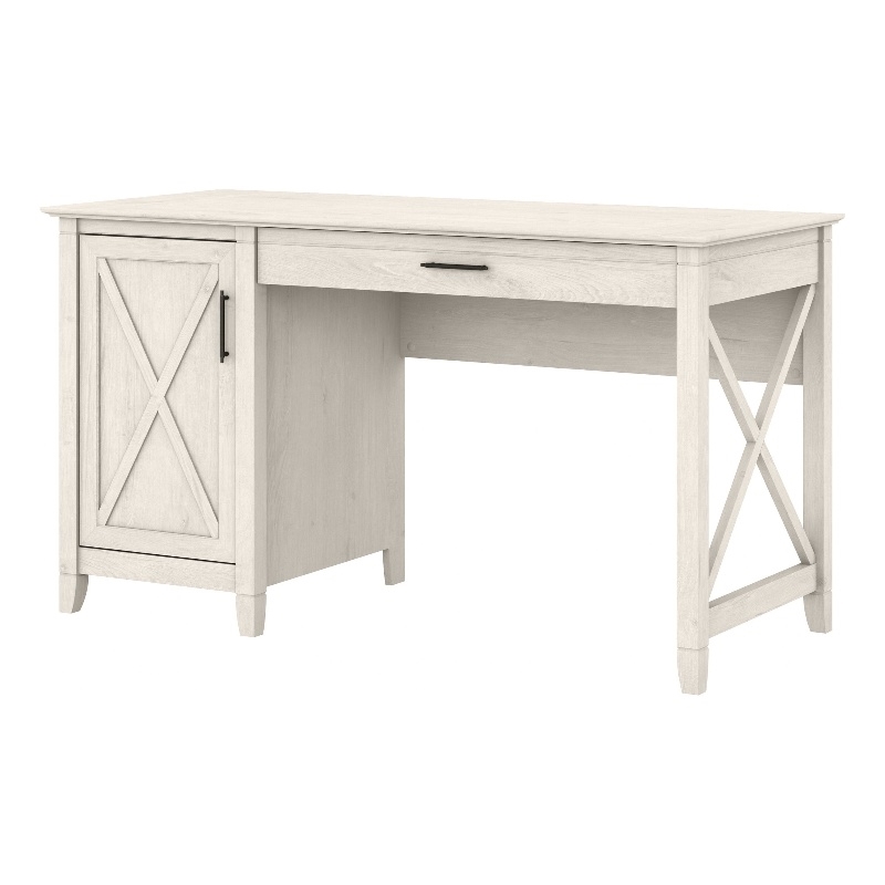 Pemberly Row Farmhouse Engineered Wood Computer Desk with Storage in White