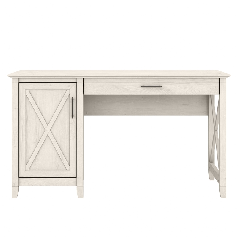 Pemberly Row Farmhouse Engineered Wood Computer Desk with Storage in White