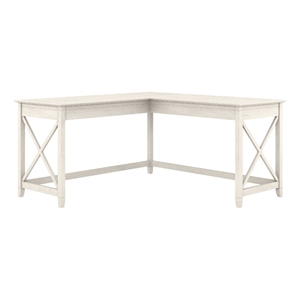 Pemberly Row L Shaped Contemporary Engineered Wood Desk in White